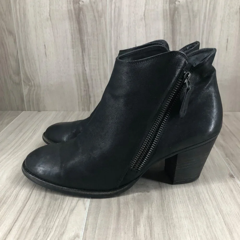 Paul Green Ankle Boots Womens UK 6.5 Aubrey Black Leather Zip Heeled Booties